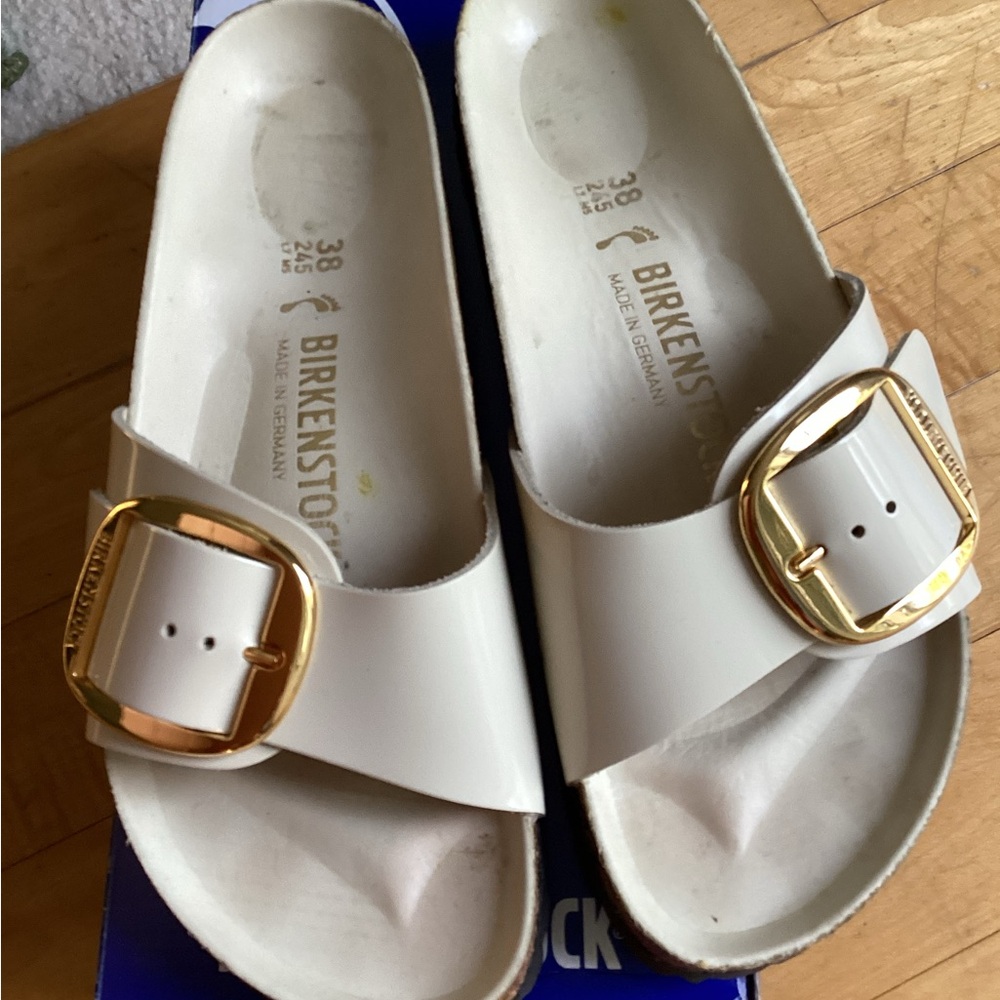 Birkenstock Madrid High Shine Ecru Sandals (FINALPRICEDROP) - Picture 6 of 9